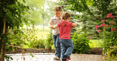 Children dancing outside