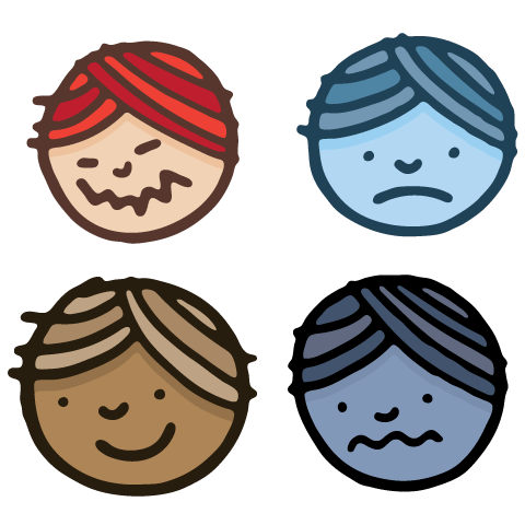 Cartoon faces with different emotions