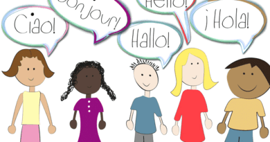 Drawing of children saying hello in many different languages