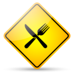 sign with eating utensils